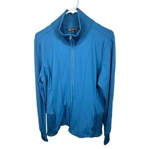 Athleta Womens XL Blue Jacket Full Zip Stretch Long Sleeve Mock Neck Nylon Blend